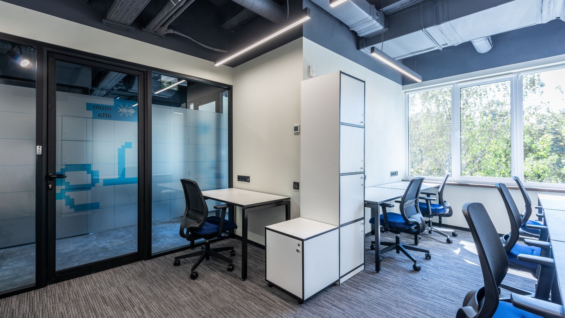 cubicles in an office building